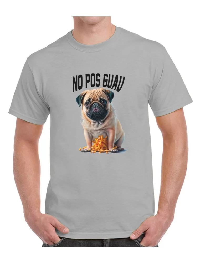 T-shirt of pug dog No pos guau