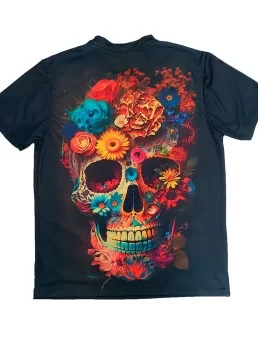 T-shirt of mexican flowers skull