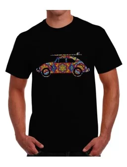 T-shirt of VW sedan huichol style