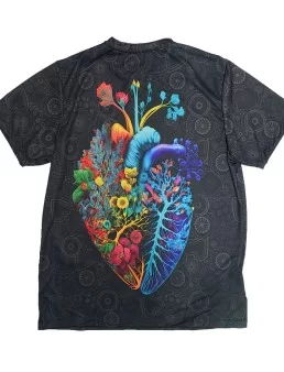 Playera corazon realista de flores botanico