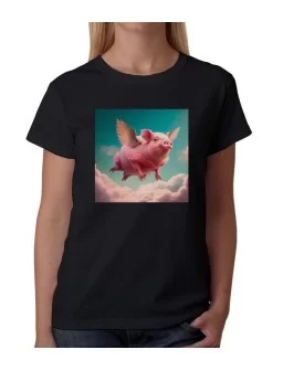 T-shirt of a flying pig with wings