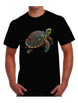 Playera tortuga huichol cuello verde