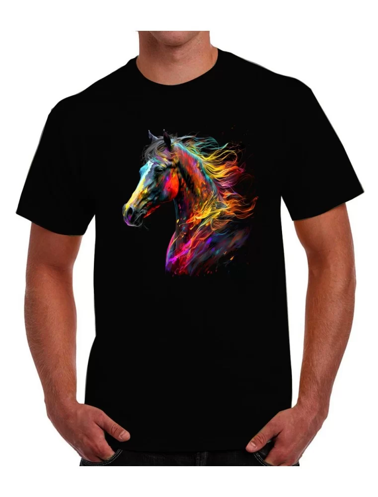 Playera de caballo de colores con crin amarilla