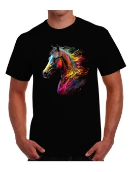 Playera de caballo de colores con crin amarilla