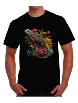 Playera de Iguana con flores de colores