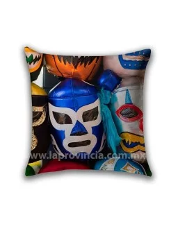 Printed pillow of Mexican masks