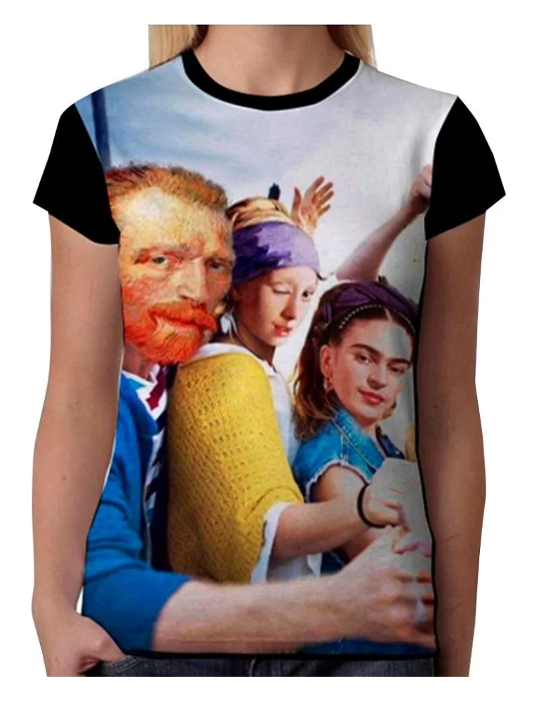 Playera dama selfie de artistas Van Gogh Frida