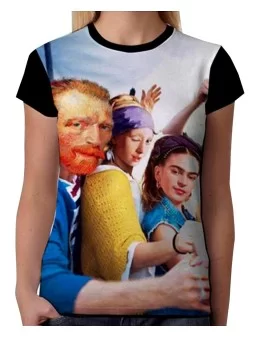 Playera dama selfie de artistas Van Gogh Frida