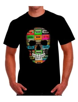 Skull T-shirt 80s cassettes