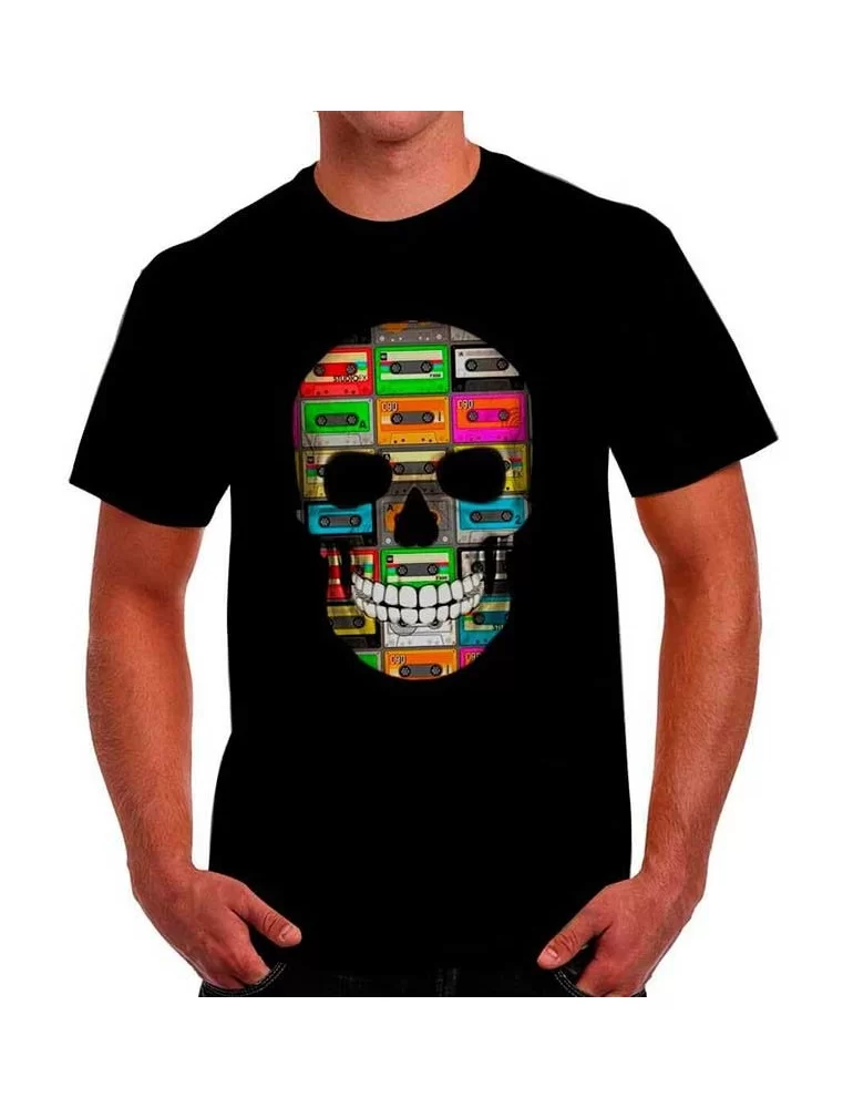 Skull T-shirt 80s cassettes