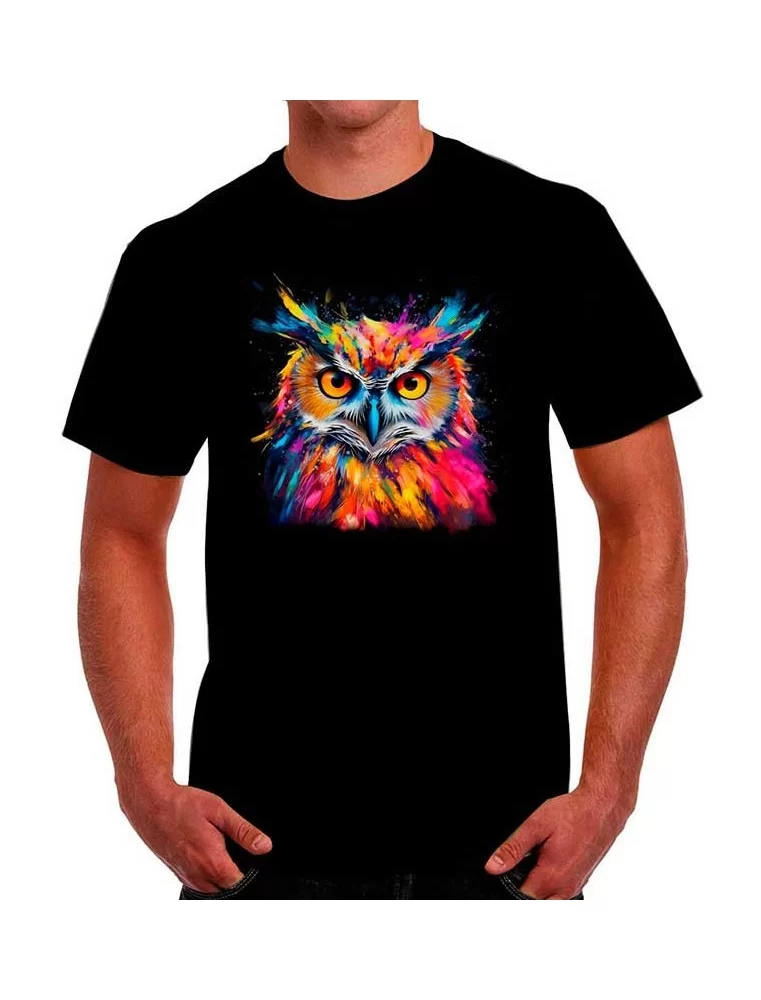 Abstract owl printed with rose t-shirt