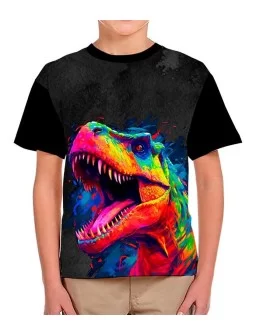 Playera Dinosaurio T-Rex abstracto de colores