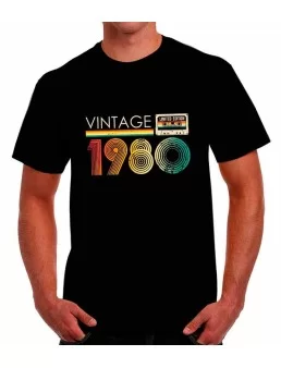 Playera Vintage 1980 cassette limited edition cumpleaños