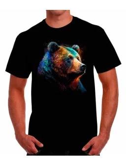 Playera oso contento efecto oleo a colores - Camisetas de animales