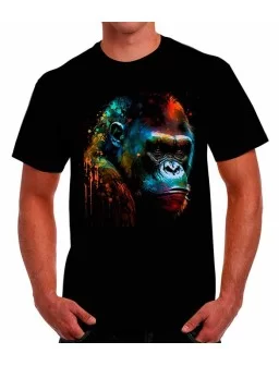 Playera gorila efecto oleo a colores - Camisetas de animales