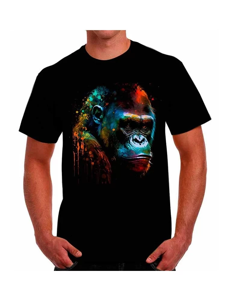 Playera gorila efecto oleo a colores - Camisetas de animales