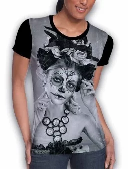 Gray catrina printed t-shirt