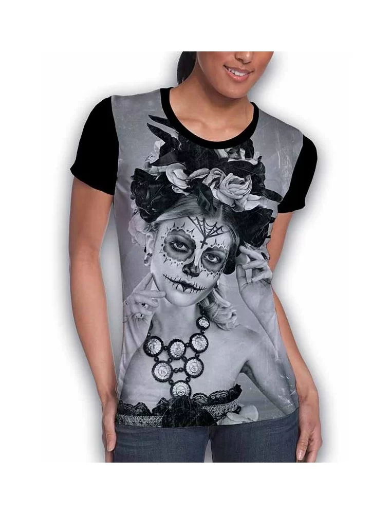 Gray catrina printed t-shirt