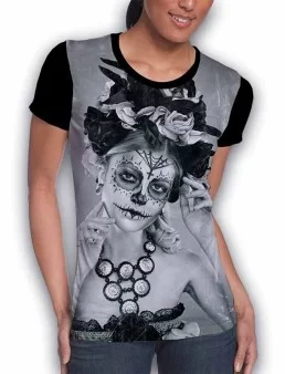 Gray catrina printed t-shirt