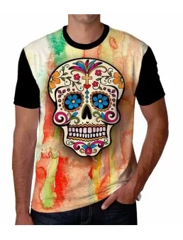 Playera de hombre de calavera de colores