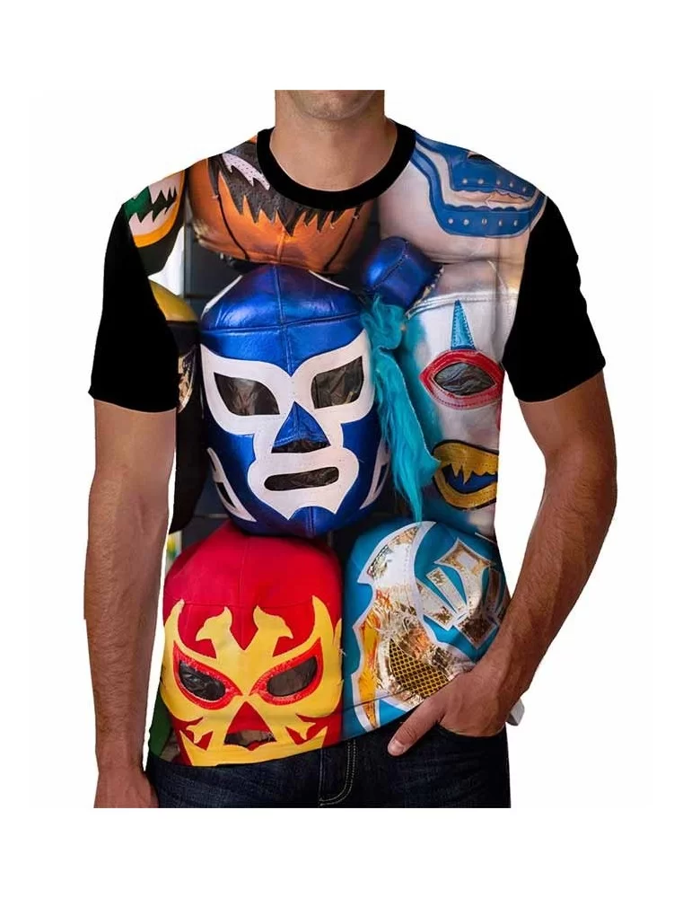 Playera de máscaras de luchadores mexicanos
