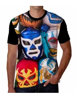 T-shirt stamped with fighting masks