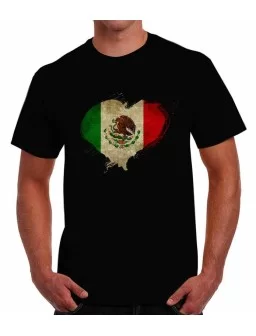 T-shirt heart mexican flag