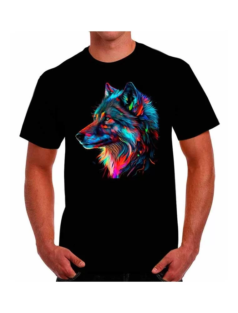 Playera de lobo de colores - Cara de lobo dibujo