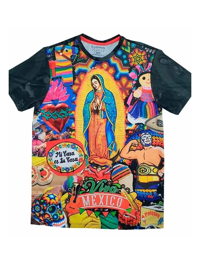 Playera virgen de Guadalupe collage mexicano