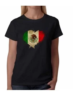 Playera corazón bandera de México - Día del grito