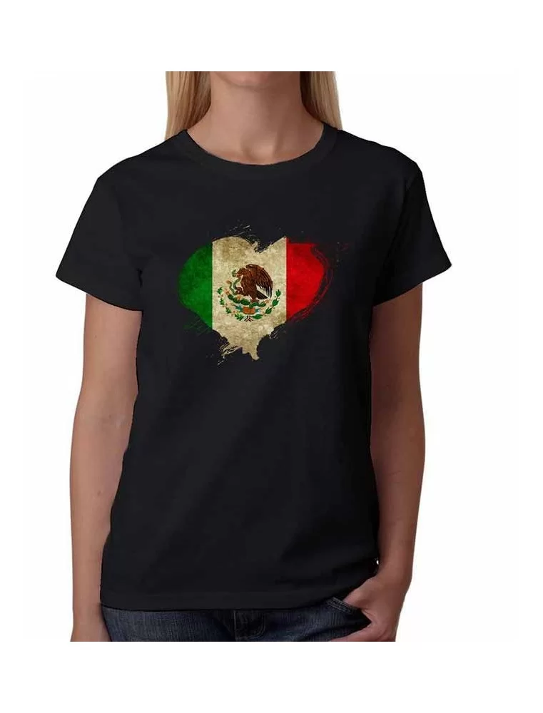 T-shirt heart mexican flag