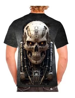 Playera calavera robot - Camisetas de halloween