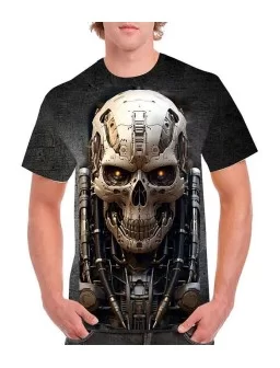 Full print robot skull T-shirt - Halloween T-shirts