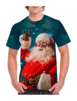Playera Santa Claus con lentes - Camisetas de navidad