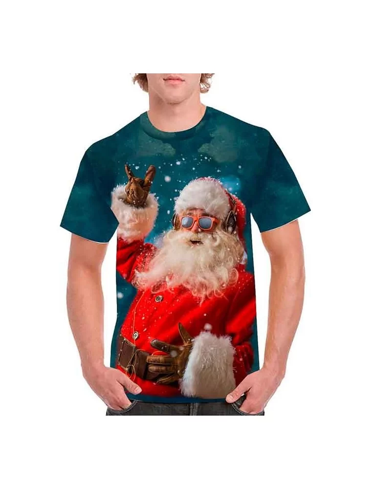 Playera Santa Claus con lentes - Camisetas de navidad