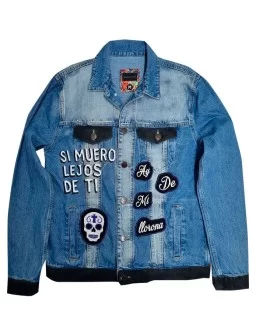 Hand-painted denim jacket and embroidered patches Bella catrina