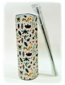 Insects metal tumbler with straw 20 Oz