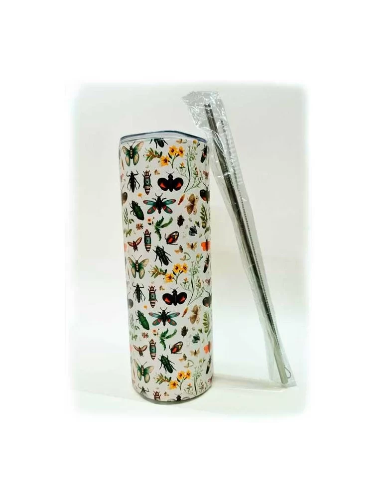 Insects metal tumbler with straw 20 Oz