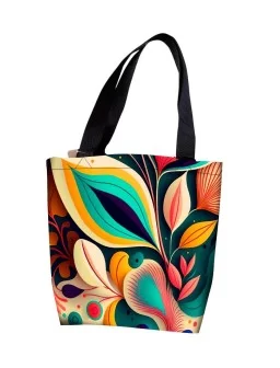 Colorful leaf canvas tote bag