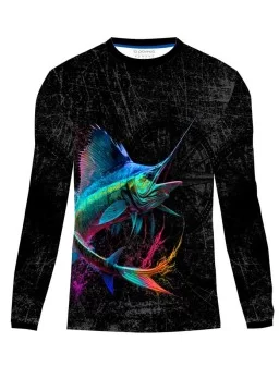 Long-sleeved full print Marlin fishing jersey