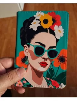 Funda para pasaporte Frida con lentes