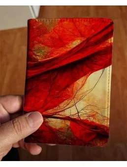 Funda pasaporte hojas rojas