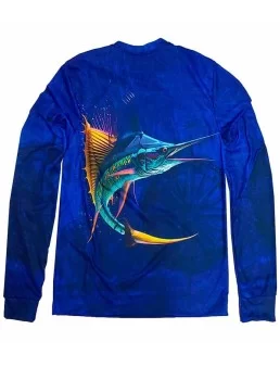 Long-sleeved ful print sublimated Marlin fishing jersey