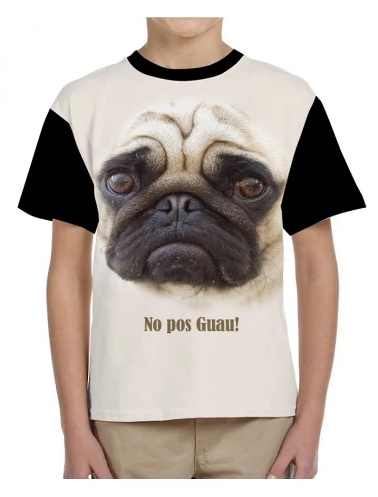 Playera estampada de pug No pos Guau