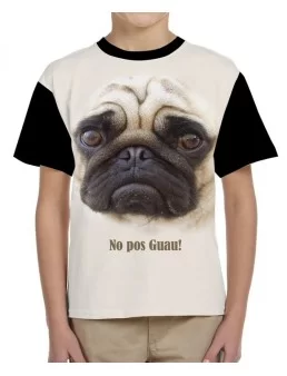 Playera estampada de pug No pos Guau