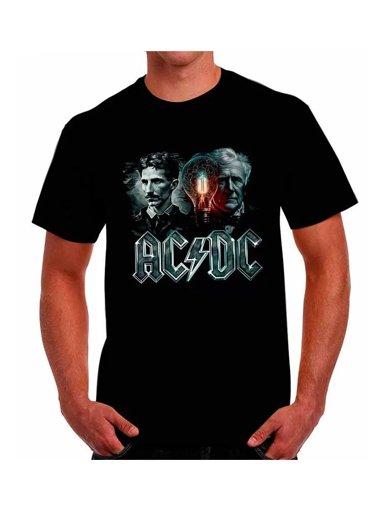 T-shirt of AC DC Nikola Tesla and Thomas A. Edison