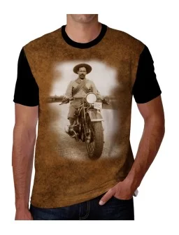 Pancho Villa on motorcycle printed t-shirt