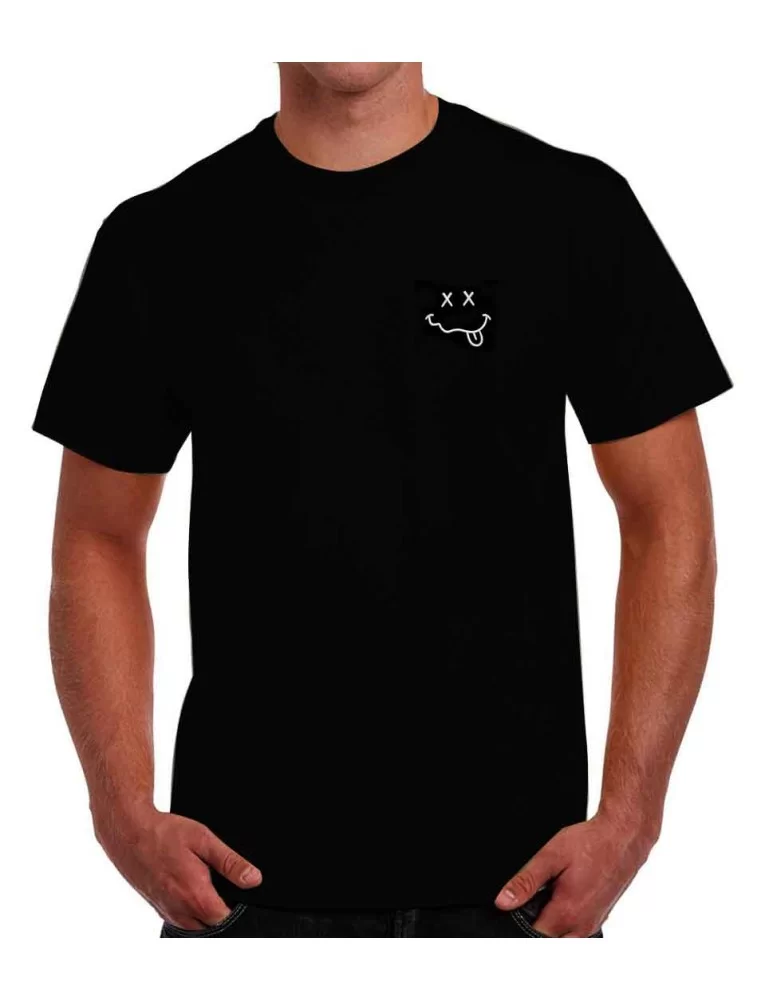 Embroidered happy face T-shirt