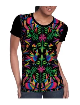 T-shirt printed of mexican otomi figures