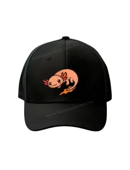 Gorra ajolote de gabardina bordada